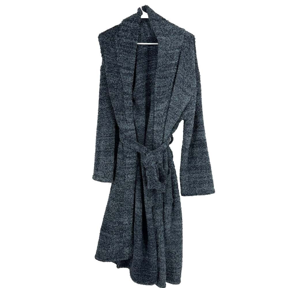 Barefoot Dreams Size 2 Cozychic Robe Adult Blue Gray Speck Midi Length Belted